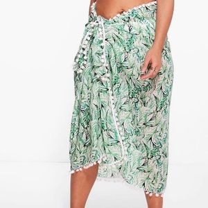 Boohoo Tropical Pom Pom swim suit wrap